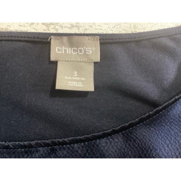 Chicos silk blend relax dollman sleeve size 3 (XL) navy - Picture 5 of 7
